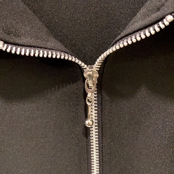 𝅺inclinations Retro 80s Cropped Black Zippered Jacket Sz Large - Picture 5 of 10